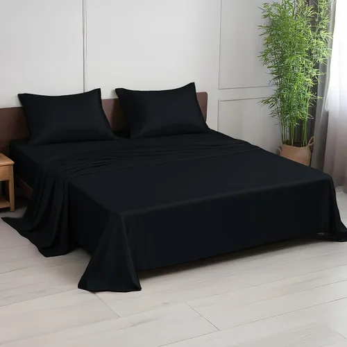 Miniatura 10 de Linenwalas Juego de sábanas de alta calidad 100% viscosa derivada de bambú, ultra suave, transpirable y refrescante, ideal para personas que duermen