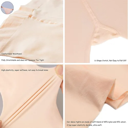 Miniatura 4 de DANCEYOU Mallas de baile para mujer, 2 pares de mallas de ballet convertiblescon pies para niñas, leggings opacos para niños pequeños, niños