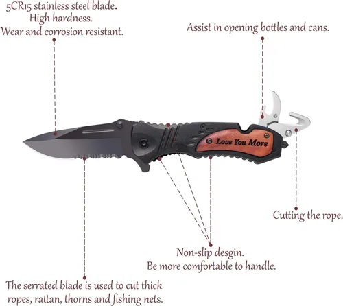 Miniatura 3 de Cuchillos personalizados para hombres, cuchillo de bolsillo grabado personalizado, idea de aniversario de madera para él, idea de Navidad