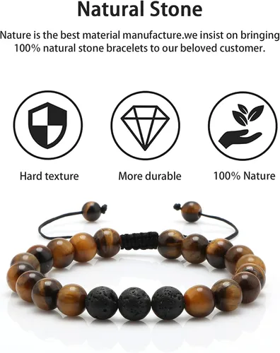 Miniatura 6 de JoycuFF Pulsera de ojo de tigre para hombre, regalo de aniversario, cumpleaños, día del padre, regalo de Navidad para novio, papá, hijo, esposo