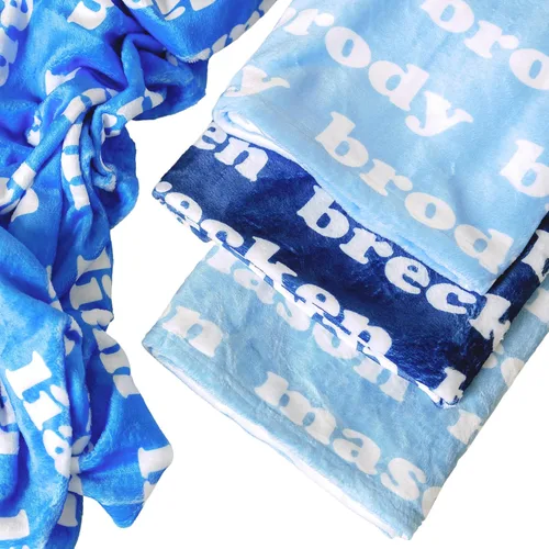 Miniatura 9 de Girls Love A Monogram Se envía al día siguiente- Mantas personalizadas azules para bebé niño con nombre - Impreso en Estados Unidos - Manta