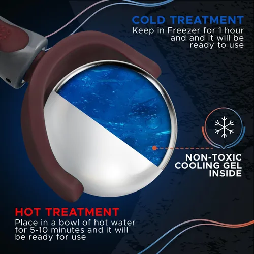 Miniatura 4 de PRIME Fitness Bola de rodillo de masaje frío Terapia de frío Bola de rodillo de hielo con mango Cryo Stick Alivia el dolor muscular (granate)