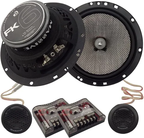Massive Audio FK6 | Altavoces coaxiales de 2 vías de 6.5 pulgadas - 75 W RMS / pico de 150 W, actualización de audio para automóvil de 4 ohmios con