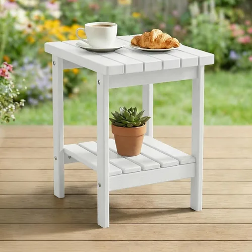 Miniatura 20 de PASAMIC Mesa auxiliar plegable para exteriores, mesa auxiliar de polietileno de alta densidad para exteriores, mesa de patio para todo tipo de clima