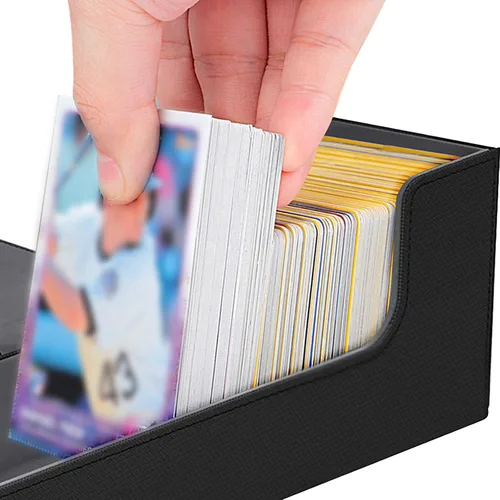 Miniatura 5 de KKU Cajas de cartas con 4 cajas de tarjetas Acylic con cierre magnético, caja de almacenamiento para tarjetas coleccionables que se adapta a más
