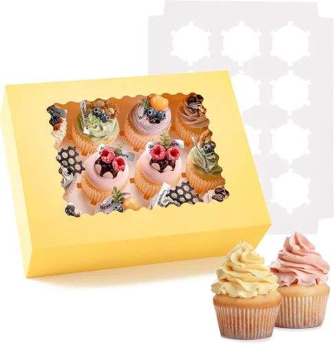 Miniatura 14 de Hoewina 6 Cajas para Cupcakes - Capacidad para 12 Unidades, Recipientes para Cupcakes con Ventana, Soporte para Cupcakes de Grado Alimenticio, Fácil