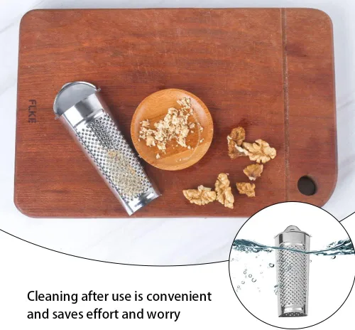 Miniatura 5 de Rallador de nuez moscada de acero inoxidable, molinillo de nuez moscada de mano con recipiente para cocina, queso duro, frutas cítricas, ajo, nuez