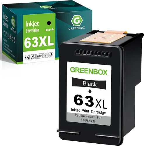 GREENBOX 63XL - Cartucho de tinta negro de repuesto para HP 63XL 63XL para Envy 4520 4516 4526 4521 Officejet 4650 3830 3831 4655 Deskjet 1112 3632