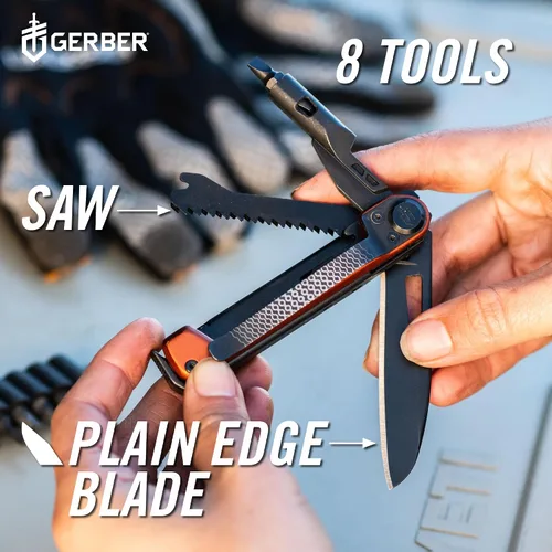 Miniatura 3 de Gerber Gear Armbar Trade 8-en-1 Multiherramienta - Cuchilla de 6.35 cm de borde liso, palanca, martillo - Equipo EDC y accesorios - Plata