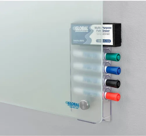 Miniatura 2 de Global Industrial Pizarra de borrado en seco de vidrio esmerilado de 36 pulgadas de ancho x 24 pulgadas de alto, sin marco, incluye borrador y 4