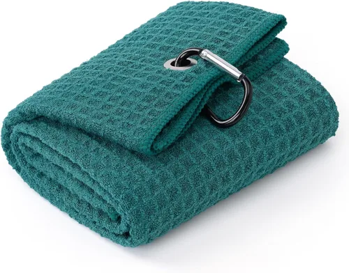 Mile High Life Premium Waffle-Weave Golf Towel | 16" X 24" | Extra Absorbent & Quick-Dry | Ultra-Soft Microfiber | Carabiner Clip | Multi-Color