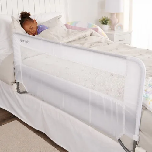 Miniatura 13 de Regalo Hideaway Barandilla de Cama Extra Larga de 54 Pulgadas, con Sistema de Seguridad de Anclaje Reforzado, Gris