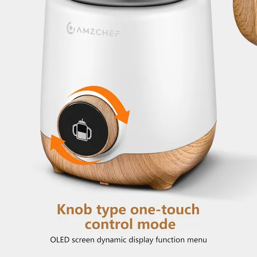 Miniatura 5 de AMZCHEF Espumador de leche 8 en 1 y vaporizador de 21 onzas, vaporizador automático de acero inoxidable dividido de 550 vatios, calentador de leche