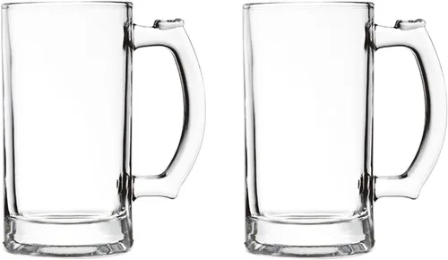Miniatura 7 de Juego de 2 tazas de cerveza pesadas, tazas de vidrio de 12.5 onzas con asa, vasos de cerveza para congelador, vasos de cerveza de 12.5 fl oz, jarra