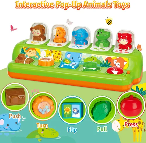 Miniatura 2 de Duchong Juguetes emergentes para niños y niñas de 1 año, juguetes interactivos de causa y efecto con música y luz para bebés de 6 a 12 meses