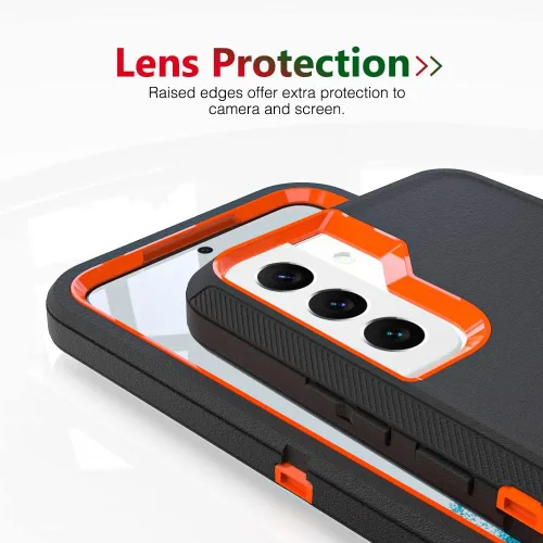 Miniatura 4 de Funda para Galaxy S21, Funda Resistente de Grado Militar Resistente a los Golpes y a Prueba de Caídas para Samsung Galaxy S21, Negro+Naranja Negro