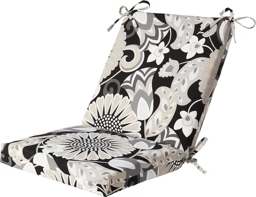 Miniatura 10 de Pillow Perfect Cojín cuadrado para silla esquinera de 1 pieza con respaldo sólido para interiores y exteriores, con lazos, asiento profundo