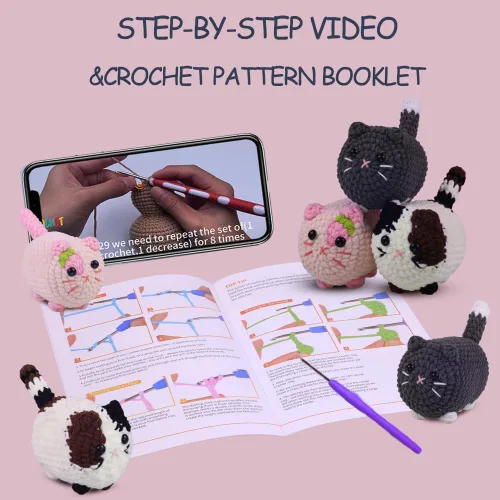 Miniatura 4 de Kit de ganchillo para principiantes, kit de ganchillo con tutoriales en video paso a paso, kit de ganchillo para principiantes para adultos, kit