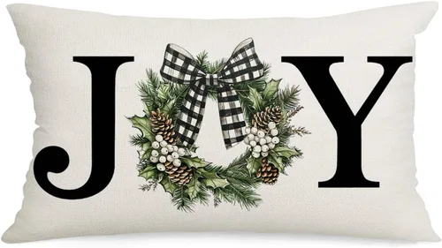 Miniatura 11 de AOFANGGO Funda de almohada de Navidad de 12 x 20 pulgadas, decoración navideña de árbol de leopardo, funda de cojín rústica para cama, silla, sofá