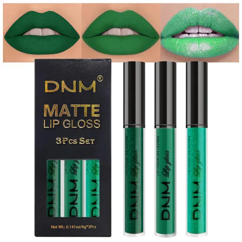 Miniatura 61 de evpct 2 Piezas Lápiz Labial Líquido Verde Esmeralda con Brillo Glitter, Brillo Labial Tinte y Delineador de Labios Retráctil, Set de Maquillaje