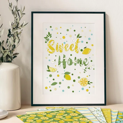 Miniatura 7 de Whaline Paquete de 24 hojas de papel con patrón de limón, 12 diseños, papel de álbum de recortes de vacaciones, colección de doble cara, papeles