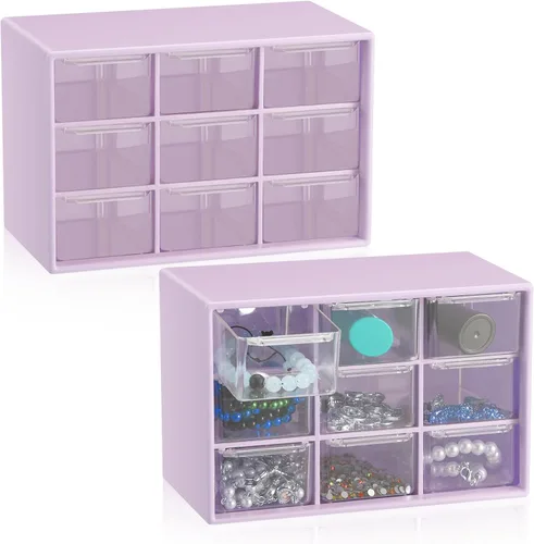 Miniatura 10 de Wenqik 2 Piezas Mini Cajones de Almacenamiento Organizador de Caja de Herramientas para Maestros con 9 Cajones Transparentes Pequeño Organizador