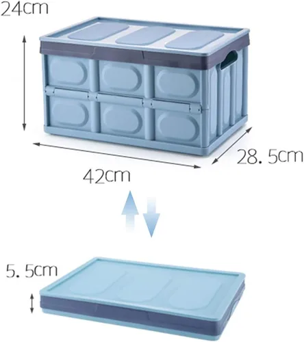 Miniatura 5 de Contenedores de almacenamiento con tapa, paquete de 2 cajas de almacenamiento plegables de 30 L, caja de almacenamiento de plástico, contenedores