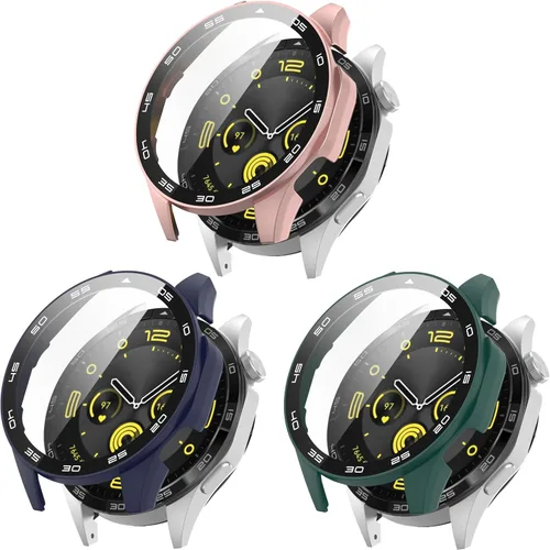 Miniatura 12 de FitTurn Funda rígida de policarbonato con protector de pantalla de vidrio templado a escala integrada compatible con Huawei Watch GT4