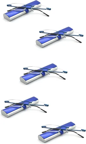 Miniatura 10 de 5 pares de gafas de lectura sin montura de metal con bisagra de resorte ligero estuche delgado para hombres y mujeres
