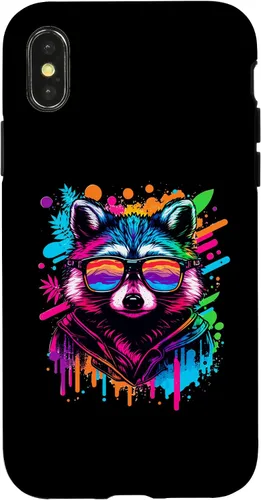 Miniatura 5 de Rainbow Raccoon Sunglasses Vaporwave Synthwave Retrowave Case for iPhone 17 Pro