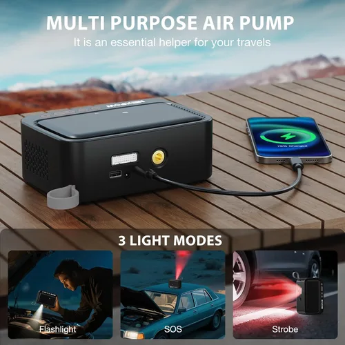 Miniatura 6 de NEXPOW Inflador de neumáticos, compresor de aire portátil, bomba de aire de 150 PSI para neumáticos de automóvil con manómetro digital y apagado