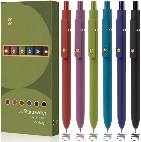 Miniatura 12 de FIOVER Bolígrafos de gel, juego de 5 bolígrafos de tinta negra de punta media de 0.7 mm con escritura suave y agarre cómodo, bolígrafos estéticos