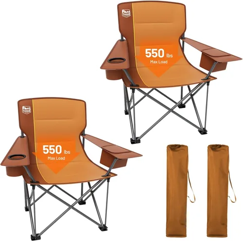 Miniatura 11 de TIMBER RIDGE Silla de Campamento Acolchada para 3 Personas con Portavasos y Bolsillos, Sillas de Campamento Plegables Loveseat para Exteriores