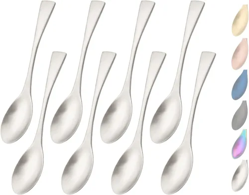 Miniatura 8 de Cucharas negras mate, cucharas pequeñas de postre de 6.0 pulgadas, mini cucharas de acero inoxidable 18/10 para café, helado, pudín, yogur, cucharas