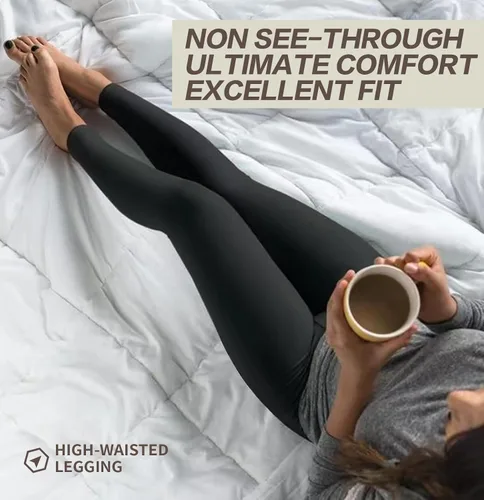 Miniatura 4 de Paquete de 3 leggings para mujer, no se transparentan, cintura alta, control de abdomen, pantalones de yoga, entrenamiento, correr, leggings