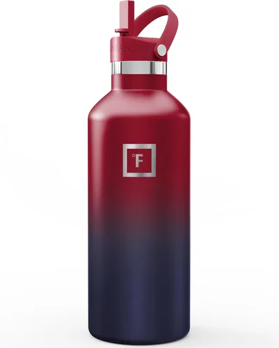 Miniatura 42 de IRON °FLASK Botellas de agua de campamento/senderismo, 3 tapas (estrecha con popote), sin fugas, aisladas al vacío, acero inoxidable de doble pared