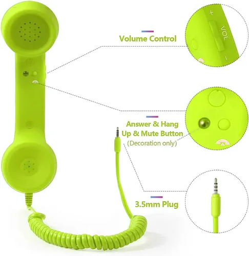 Miniatura 7 de Auricular retro para teléfono, teléfono celular con conector de 0.138 in, receptor de teléfono móvil, auriculares antiguos, receptor de mano