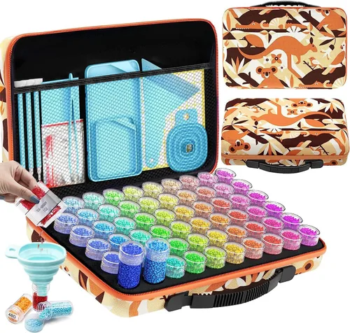 Miniatura 19 de ARTDOT Contenedor de almacenamiento de 30 ranuras para kits de arte de diamantes para adultos, cajas de almacenamiento portátiles de cuentas