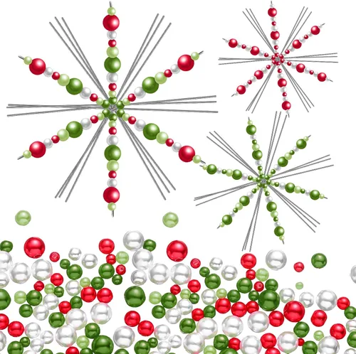 Hotop 24 piezas de forma de alambre de copos de nieve de Navidad, copos de nieve de metal, cuentas de Navidad para bricolaje, dijes de cinta con 3