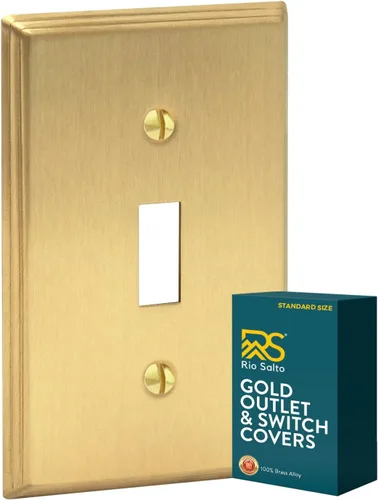Miniatura 18 de Rio Salto BRASS - Placa de pared moderna de metal dorado para interruptor de luz o cubierta de enchufe, placa de pared para receptáculo individual