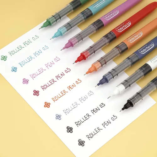 Miniatura 2 de WRITECH Bolígrafo de rodillo de tinta líquida, punta extrafina de 0.5mm, escritura suave, secado rápido, bolígrafos de rodillo de 8 colores surtidos