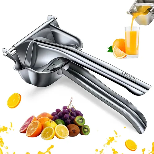 Exprimidor manual de mano de metal de acero inoxidable, jugo extractor de prensa fría a mano para frutas suaves jugosas como limas, limones,