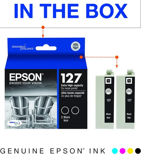 Miniatura 3 de Epson 127 DURABrite Ultra Ink Black Paquete de cartuchos dobles para NX-530, NX-625, WF-3520, WF-3530, WF-3540, WF-545, WF-60, WF-630, WF-633