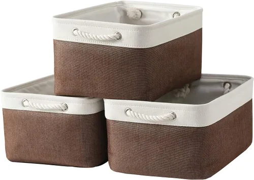 Miniatura 39 de Cesta de organización y almacenamiento para estantes - Paquete pequeño de 6 cestas de almacenamiento de tela plegables para organizar con asa