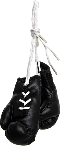 Miniatura 2 de Mini guantes de boxeo – Guantes de boxeo en miniatura – Decoración colgante o exhibición de recuerdo – para uso doméstico y coche – 1 par (negro)