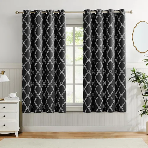 Miniatura 33 de Melodieux Cortinas 100% opacas de 96 pulgadas de largo para sala de estar, dormitorio estilo marroquí, aislamiento térmico, ahorro de energía