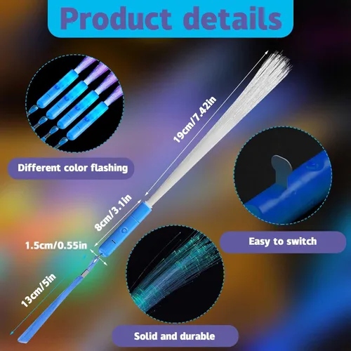 Miniatura 2 de Zhanmai 24 Piezas Varitas de Fibra Brillante Mejoradas Palos K-pop Concierto LED Luz Varitas de Fibra Óptica LED Intermitentes Varitas Brillantes a