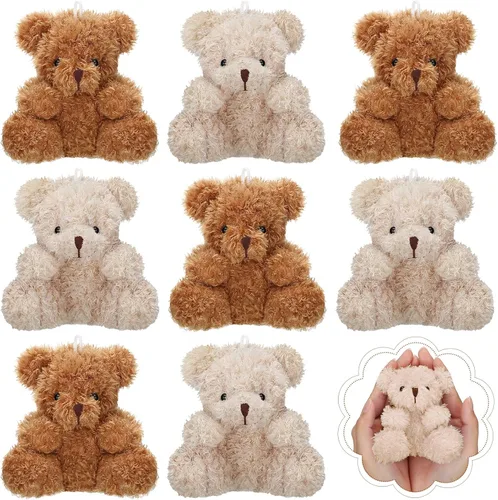 Threan 8 piezas de mini osos de peluche de 4 pulgadas, juguetes de peluche pequeños a granel, muñeco de oso suave, regalos para llavero, suministros