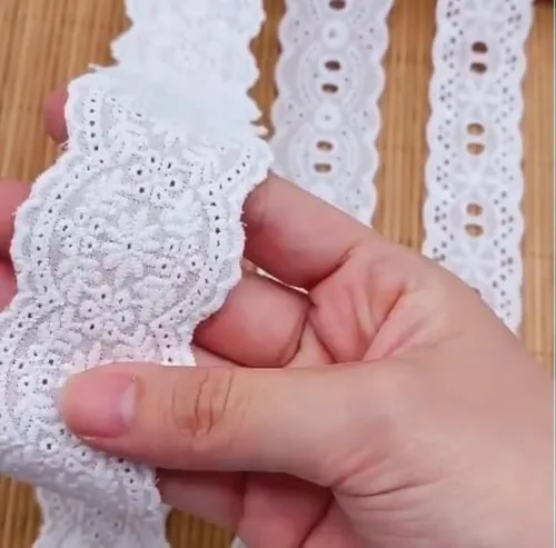 Cinta de encaje de algodón con ojales blancos de 7 yardas, lazo bordado festoneado para manualidades de costura, vestidos, muñecas/mascotas (blanco