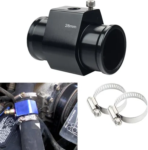 Miniatura 6 de Sensor del radiador de manómetro fabricado en aluminio, adecuado para 1 1/8 - 1 9/16 pulgadas, adaptador, dos abrazaderas para la manguera, 26 mm